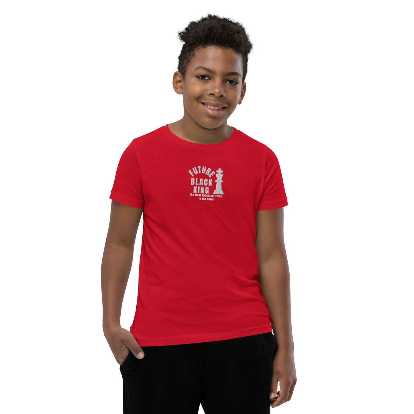 Future Black King Embroidered Youth Short Sleeve T-Shirt